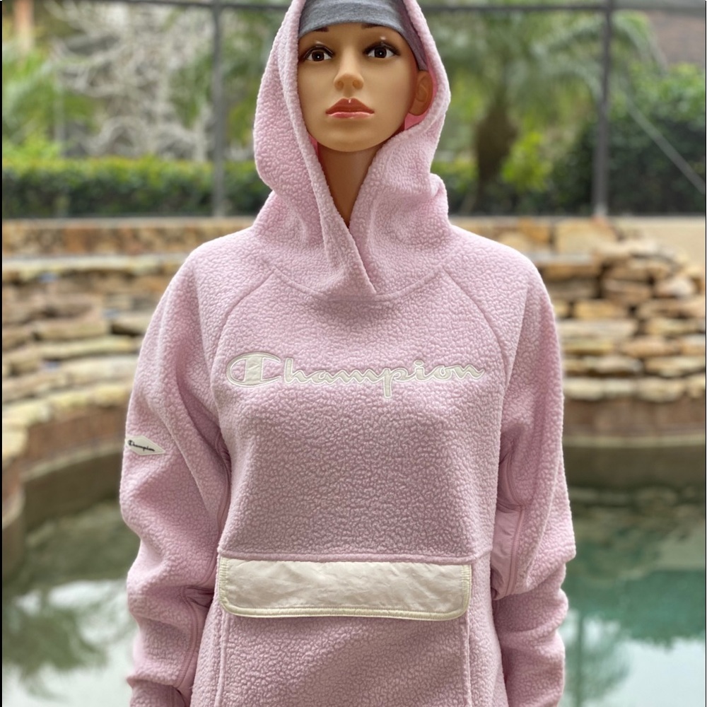 CHAMPION SHERPA HOODIE PINK